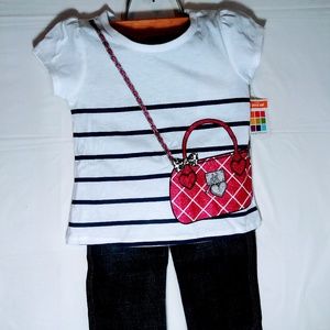 3T Jeans & Glitter Purse T-Shirt Set NWT